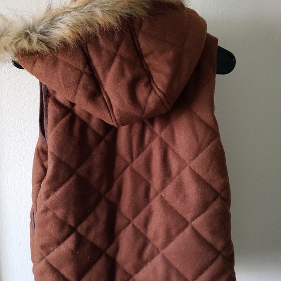 Peach Love Camel Fur Hooded Jacket Vest Small - Picture 4 of 4